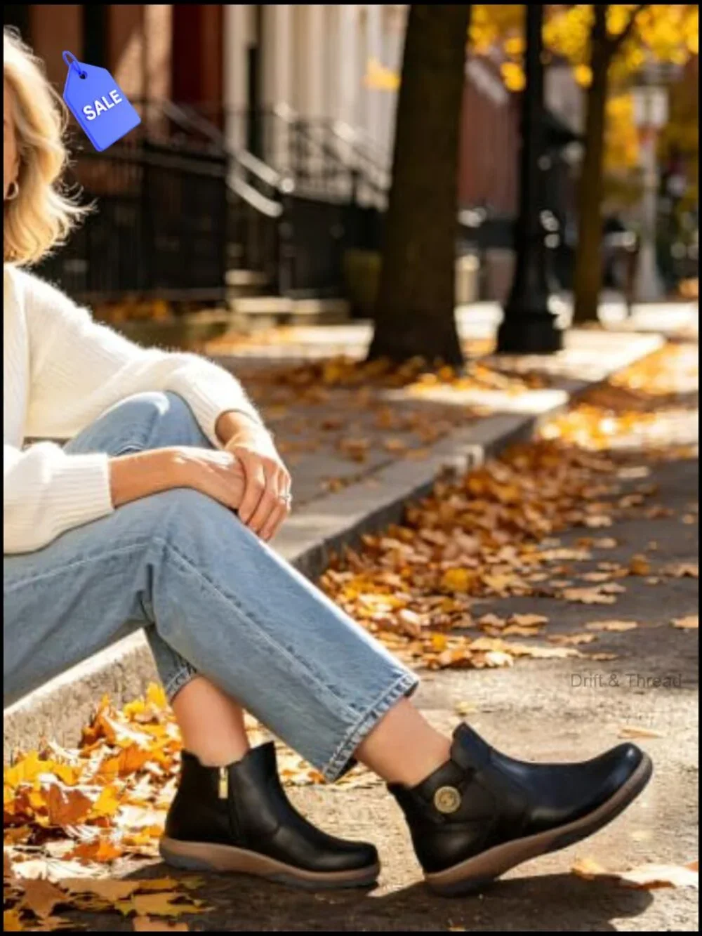 Women's Ankle Booties with Arch Support - Slip On Short Boots Square Toe